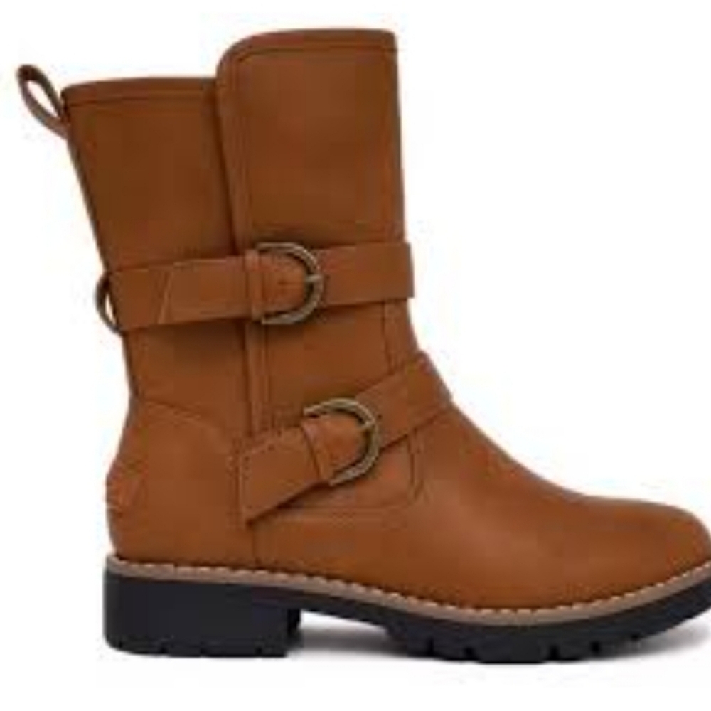Nautica Calavar Boots Woman's  Faux Leather Brown Zip Adjustable SZ 7 NEW